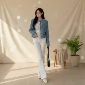 [하프클럽/옷자락]여성 고급스러운 데일리 프린지 트위드 숏 자켓
