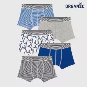 [보리보리/쁘띠바또]쁘띠바또 남아 오가닉 에펠타워 팬티(드로즈) 5PACK (NTF13