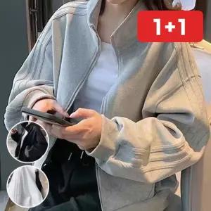 집업 자켓 여성 트레이닝 루즈 쇼트 점퍼 운동 상의