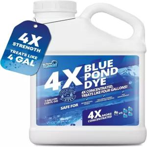 1갤런 4배 블루 폰드 염료 - 4갤런과 같은 처리 및 4에이커를 커버하는 농축 액체 그늘 연못과 호수용