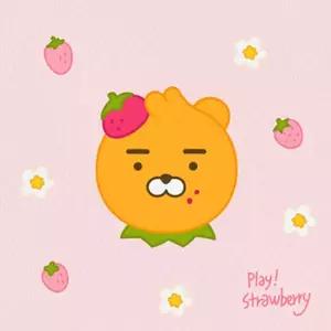 카카오 리틀프렌즈 딸기 리틀 라이언 그림그리기 캔버스 25x25cm
