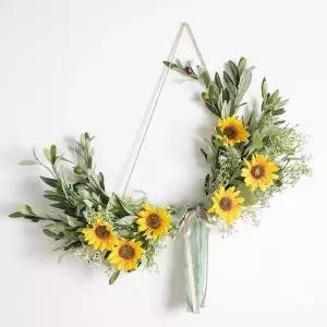 아트박스/플라워트리 해바라기 조화 가랜드 올리브 벽장식 60cm 장식 소품