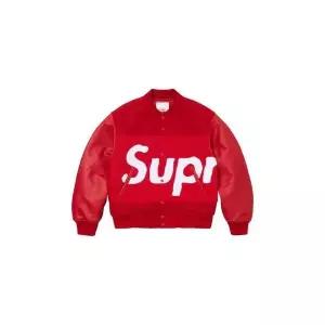 Supreme슈프림 빅 로고 샤닐 바시티 자켓 레드 24SS 242844
