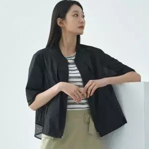 [하프클럽/지센](3컬러) 리사이클 메쉬배색 집업 숏 코트 LCCAO421