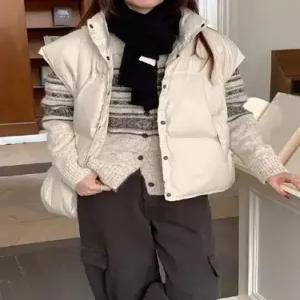 엘럽 여성용 캐주얼 패딩조끼 차이나 다운 조끼 원템1