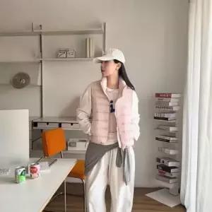 엘럽 여자 캐주얼 집업 다운 조끼 자바라 스트링 하이넥 패딩조끼 원템1