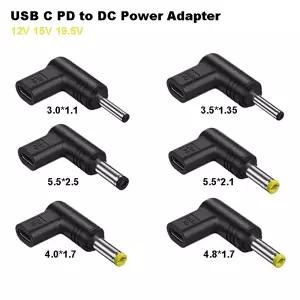 호환  12V 15V 19.5V USB C PD-DC 전원 어댑터 범용 3.51.35 5.52.5mm DC 잭 플 커넥터 라우터 태블릿 카메