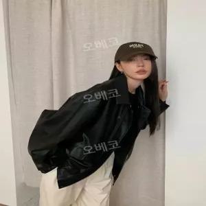 리얼가죽재킷 여성점퍼 봄가을아우터 레더자켓 오토바이 캐주얼 데일리 출근룩 복고풍