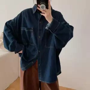 가을 여친 청 무지데님 셔츠 블라우스 클래식 긴팔 빅사이즈 상의 트렌드 ST3