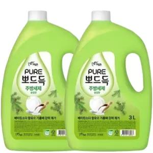 피죤 퓨어 뽀드득 주방세제 솔잎향 용기 3L x 2개