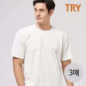 TRY 남성 순면 100 베이직 라운드넥 티셔츠 3매/면티/여름/내의/속옷/반팔/런닝/티/무지/라운드/기본/남자