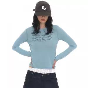 매장정품 파르티멘토 PARTIMENTO WOMEN DBR 슬로건 프린티드 롱슬리브 티_에메랄드 PW-2623EM 687224