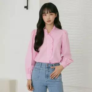 [에고이스트] [BLUE LABEL] 러플넥 V넥 코튼 블라우스 (ER2OBL02-T)