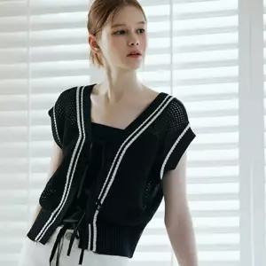 [에고이스트] [BLUE LABEL] 레터링 V넥 네트 베스트 (ER2OKV52-T)