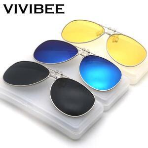 VIVIBEE 대형 파일럿 선글라스에 클립을 뒤집기 편광 된 남성 운전 합금 프레임 빅 사이즈 여성 항공 안경