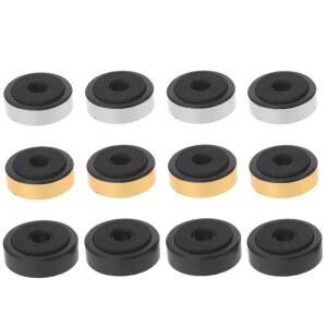CCeCCe 12 팩 스피커 격리 발 증폭기 48mm 플라스틱 충격 흡수 베이스 패드 사운드박스 페그 스탠드 풋 매트 흡수기 오디오 CD AMP 하이파이 서브우퍼 수리 골드, 슬리버, 블랙