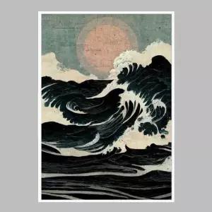 심플 인테리어액자 Wild Waves A2사이즈 그림액자 거실액자