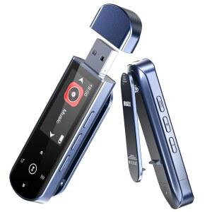 블루투스 5.3이 장착된 RUIZU 64GB USB MP3 플레이어, 스포츠 러닝용 클립 잼 휴대용 음악 FM 라디오가 플레이어 스틱, 음성 녹음기, 디지털 오디오 셔플 반복, 전화 파일 전송