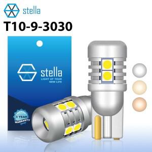 스텔라 2pcs 9-46V T10 LED W5W 3000k 흰색 4300K 자연 6000K 차가운 밝은 램프 Canbus 전구 9SMD 3030
