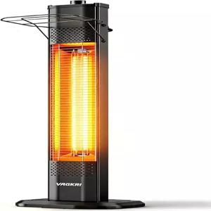 VAGKRI 야외 전기 파티오 히터 1500W 36인치 적외선 2개의 히트 튜브 3단계 팁 오버 및 과열 방지 기능