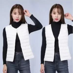 여성 경량 패딩 조끼 브이넥 듀얼 코디