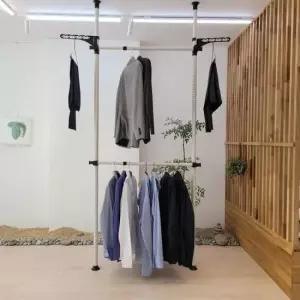 자취방행거 국산 튼튼한 38파이 2단 옷걸이행거 폴행거