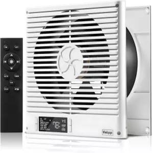 Windigaga 8인치 룸 투 팬 리모컨 320CFM 스루 월 공기 이송 온도 제어 리버서블 흐름 설계 0단 속도 침실