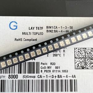 50PCS 3528 호박색  노란색 PLCC-4 역극 617nm587nm 50mA 2V 0.1w 바이컬러 SMD LED LAYT67F LAY T67F