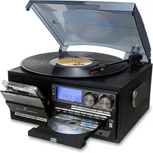루프톤 비닐 레코드 플레이어 0 in 3 스피드 블루투스 빈티지 턴테이블 CD 카세트 AM /FM 라디오 USB Auxin
