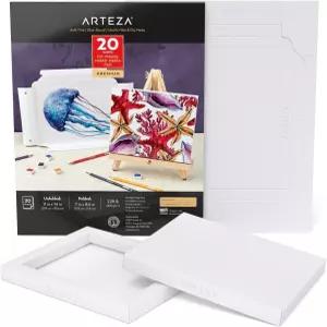 ARTEZA 혼합 미디어 종이 접이식 캔버스 패드 7x8.6 인치 20 장 DIY 프레임 헤비급 멀티미디어 228 파운드