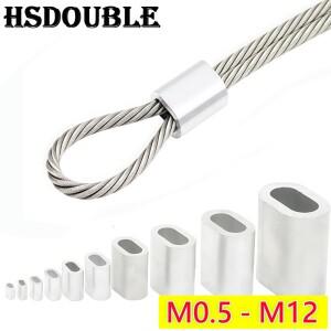 1-500Pcs 타원형 와이어 로프 압착 슬리브 M0.5  M12 코드 잠금 알루미늄 페럴 스토퍼 하드웨어 액세서리