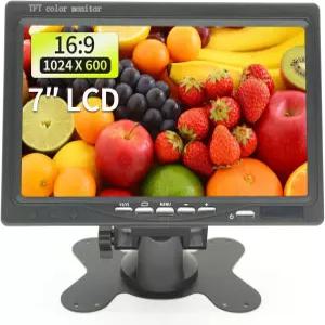 Qcvoruno 7인치 모니터 및 디스플레이 HD/AV/VGA 입력 1024 600 해상도 내장 스피커 휴대용 LCD 게임 DSLR