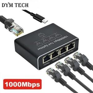 기가비트 1000Ms RJ45 스플리터 1대2 3 4 이더넷 어댑터 랜 커넥터 스위치 커플러 PC 노트북 TV 박스 라우