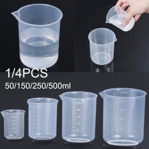 50/150/250/500ml 실험실 비커 졸업 머그잔 용 플라스틱 측정 컵 주방 베이킹 용품 주둥이 측정 컵 붓기