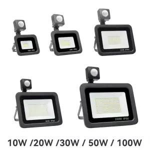 LED 투광등 PIR 동작 감지 방수 야외 벽등 LED 스포트라이트 100W 50W 30W 20W 10W 정원 가로등