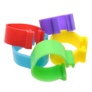 무타이 16mm 닭 식별 밴드 50PCS 5색 플라스틱 가금류 오리 다리 고리 클립온 원형 태그
