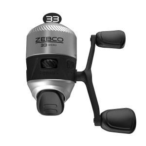 Zebco 33 스핀캐스트 낚시 릴, 변경 가능한 오른쪽 또는 왼쪽 리트리브, 내장 바이트 알림, 올 메탈 기어, 케이준 라인 사전 장착
