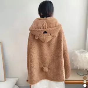 나오유 담요 곰돌이 후드 망토 블랭킷 입는담요