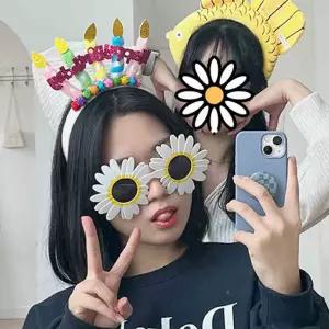 데이지 꽃 인싸 파티 선글라스 해바라기 생일 안경 썬그라스 플라워 이상한 썬글라스