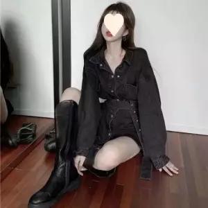 세련된원피스 청코디 캐주얼 패션 데님 셔츠형 원피스 벨트 세트