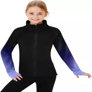 류후오 피겨 스케이팅 트레이닝 플리스 재킷 반짝이는 컬러 다이아몬드 소녀 편안한 따뜻한 코트