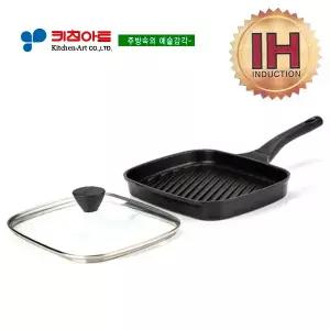 [키친아트] 멀티 인덕션 사각그릴팬(유리카바)27CM