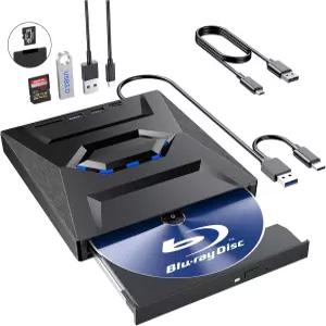 외장 블루레이 드라이브 휴대용 블러레이 플레이어 라이터 리더 USB 3.0 typec C 포트 SD 카드가 포함된 CD