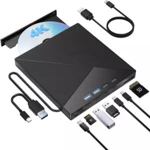 7인치 1 외장 블루레이 드라이브 4K 버너 USB 3.0 Type-C 휴대용 포함 CD DVD 3D BD 플레이어 SD/TF 포트