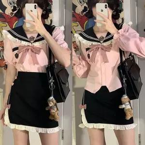 교복몰 러블리핑크 레이스 세라복 교복세트 일본교복 doj8+6Eku