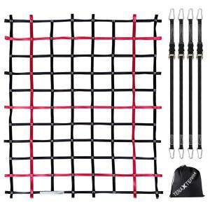 픽업 트럭 침대용 테낙스테라 카고 네트 4PCS 래칫 타이다운 스트랩 50 X66 WL 1100파운드 트레일러 캐리어용 헤비 듀티 저장 네트