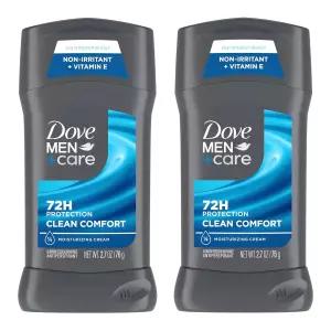 DOVE MEN CARE 항발효제 스틱 클린 컴포트 트윈 팩 72시간 땀 및 냄새 방지 1/4 보습 크림 2.7온스 남성용