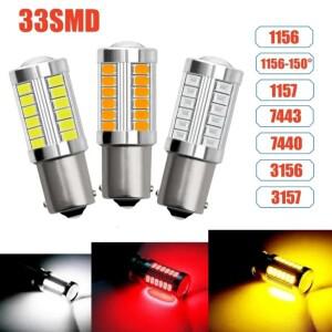 1156 5730 33SMD LED 전구, 방향 지시등 램프용, P21W BAU15S 7440 12V, 3 색