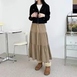 TBZ GAA FW1044W 골덴 캉캉 밴딩 플레어 롱스커트