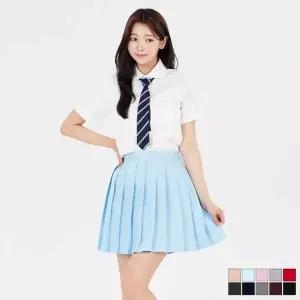 TBZ 크레파스 단색 플리츠 교복치마(10color) 교복 학생복